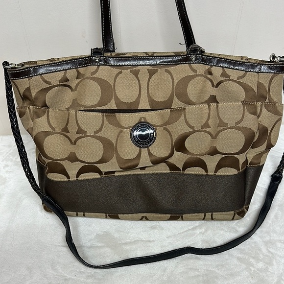 Coach Brown Tote Bag with Signature Design - Picture 1 of 16